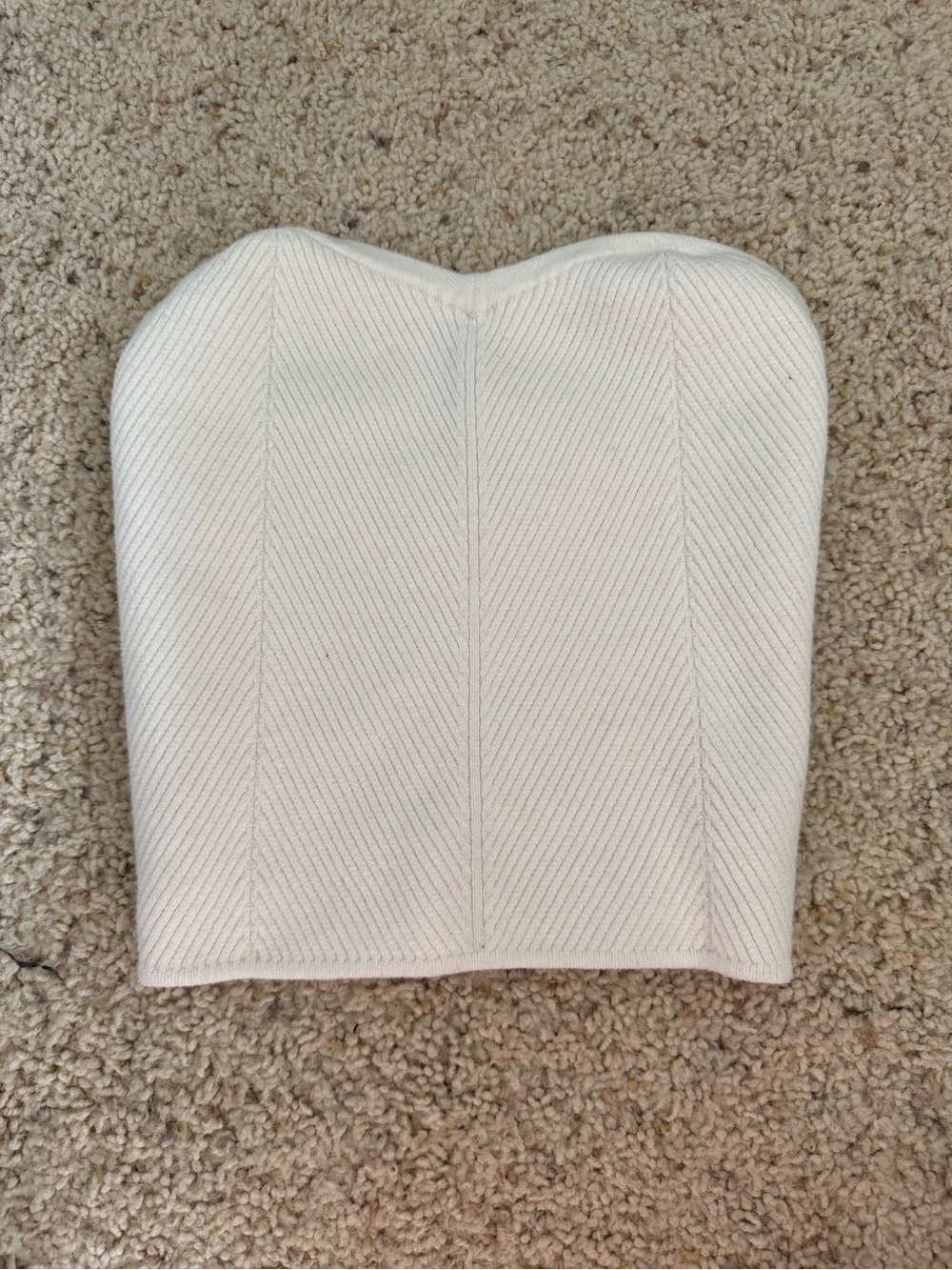 Cream Strapless Ribbed Knit top